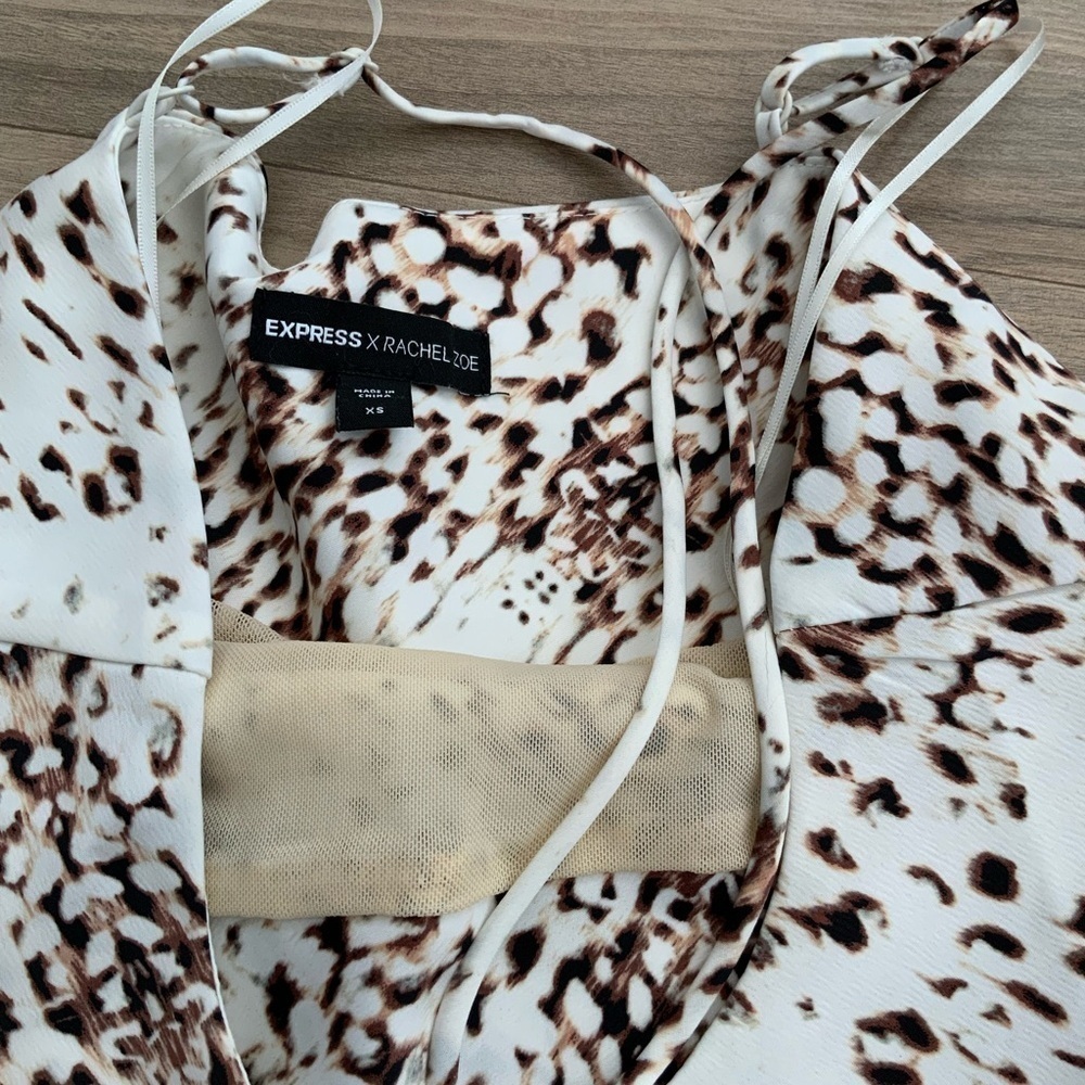 ExpressXRachel Zoe Printed Satin Cowl Neck Midi Slip Dress Natural Leopard Print - Picture 4 of 7